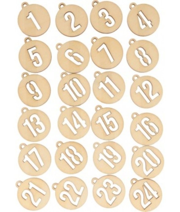 Set de 24  chiffres bois