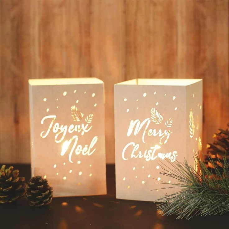 Photophore en papier - Joyeux Noël