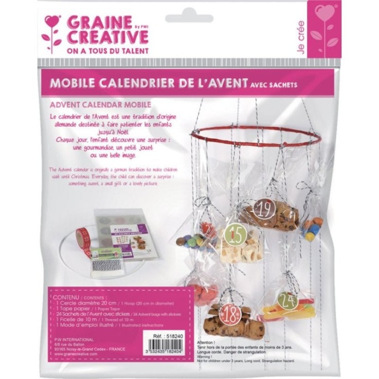 Graine Créative - Mobile de l'Avent avec sachets