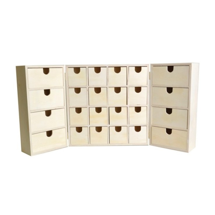 CALENDRIER DE L'AVENT OUVRABLE 55X28X6,5 CM BOIS