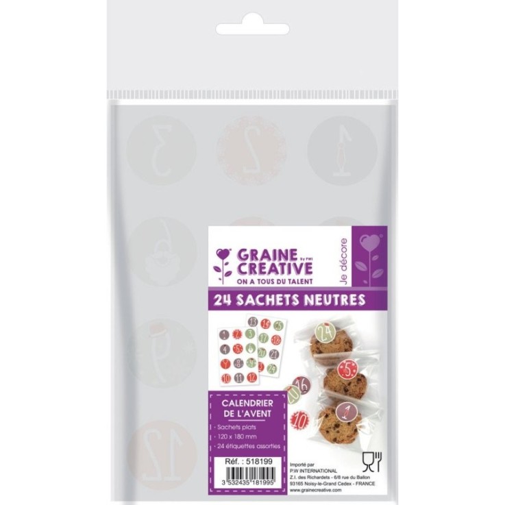 24 SACHETS AVEC STICKERS DE L'AVENT 120x180