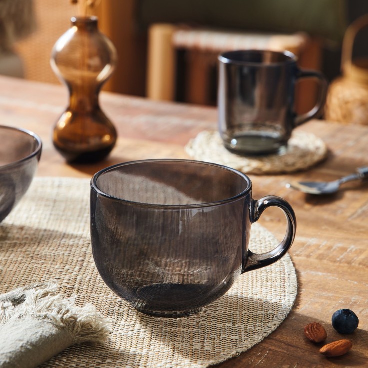 6 tasses Jumbo 50cl grises -ALBA