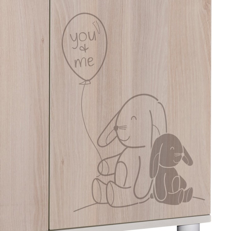 Commode à langer 2 portes et une niche décor bois