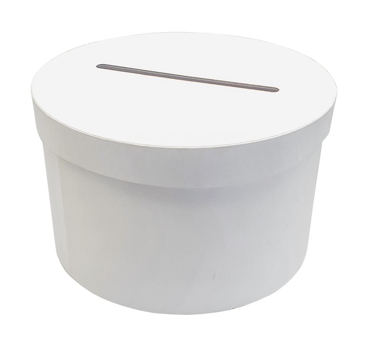 MégaCréa DIY - Urne ronde carton blanc 24,5 x 24,5 x 15 cm
