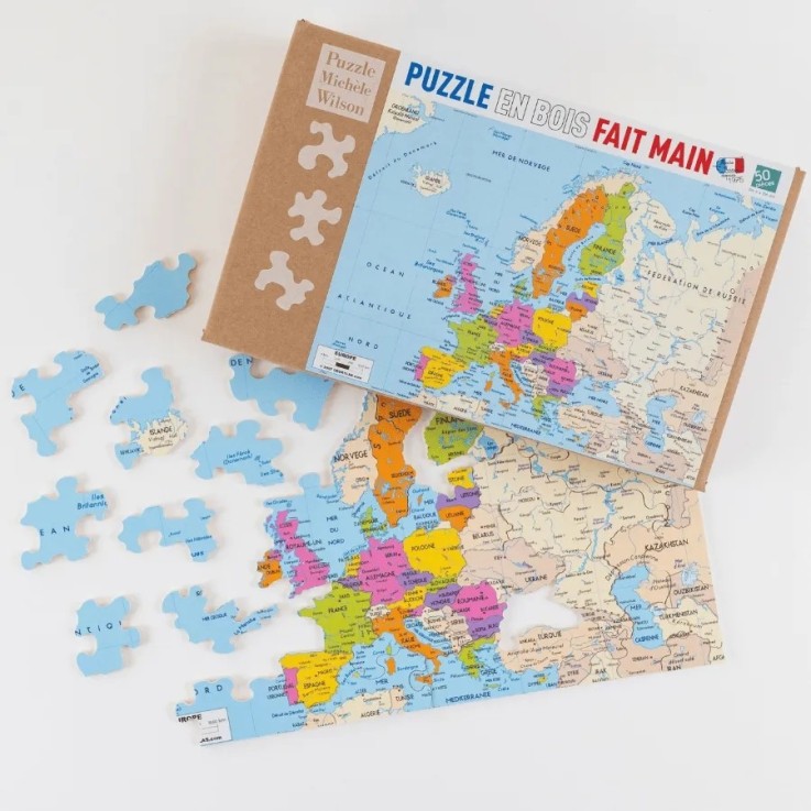 Puzzle en bois 50 pièces Carte d'europe