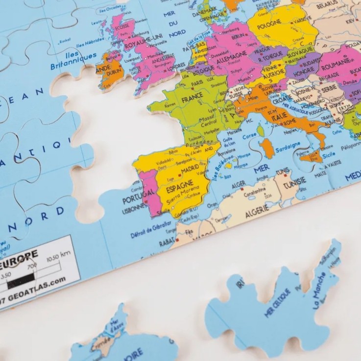 Puzzle en bois 50 pièces Carte d'europe