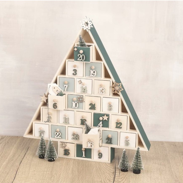 Calendrier de l'Avent en bois – Kit décoratif à personnaliser pour Noël