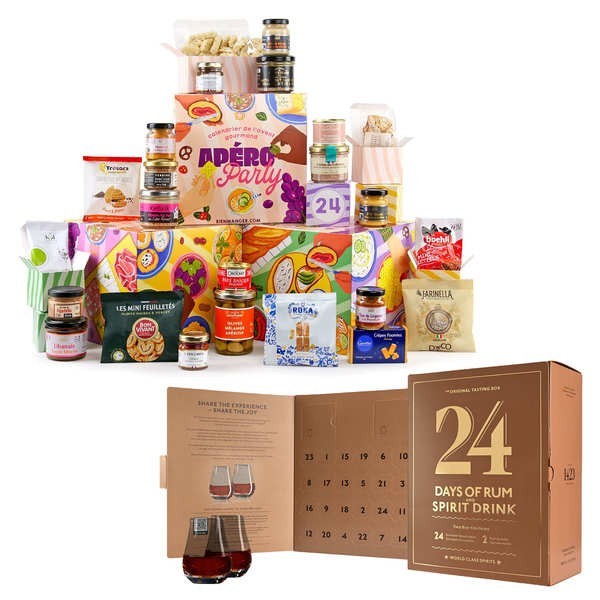 Lot 2 Calendriers de l'Avent Gourmands - 1 Apéro Party + 1 Calendrier Rhum