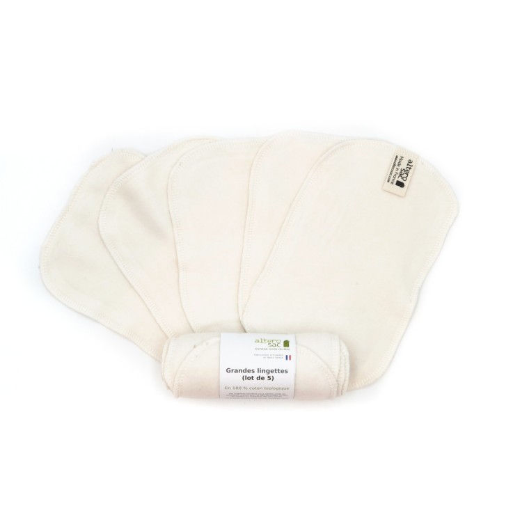 Lingettes lavables en Coton Bio x 5 (L)