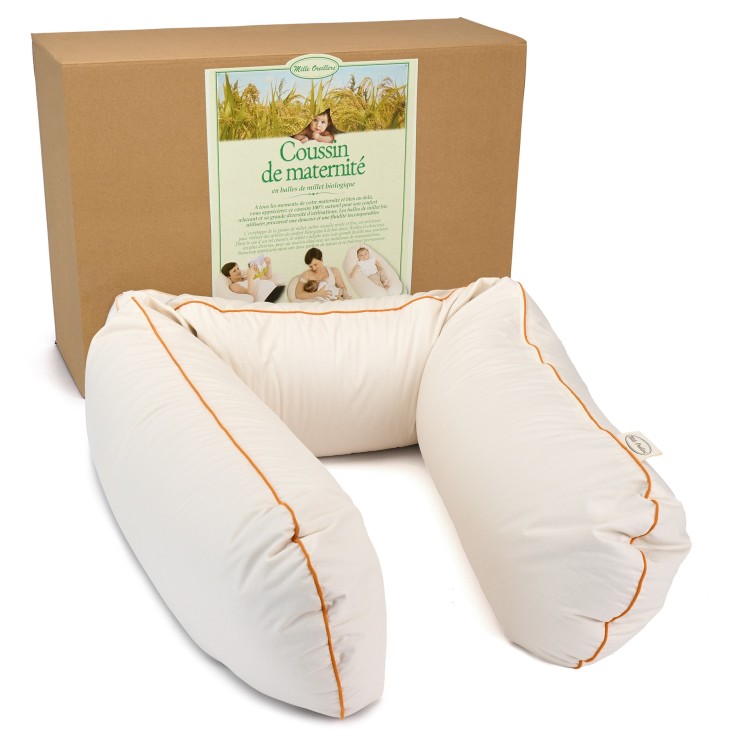 Coussin de maternité et d'allaitement en balles de millet bio (cosses de millet)