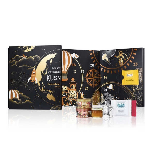 Calendrier de l'Avent de thés bio Kusmi Tea - Edition Les voyages extraordinaires - Le calendrier de 109g