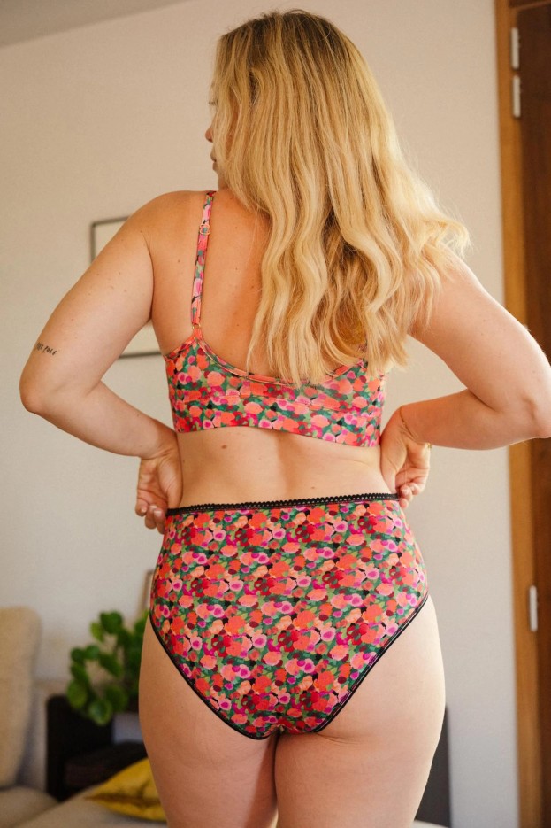 Culotte Aquarelle - taille haute - rose - coton biologique