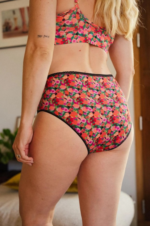 Culotte Aquarelle - taille haute - rose - coton biologique