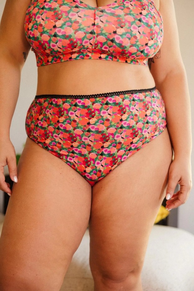 Culotte Aquarelle - taille haute - rose - coton biologique