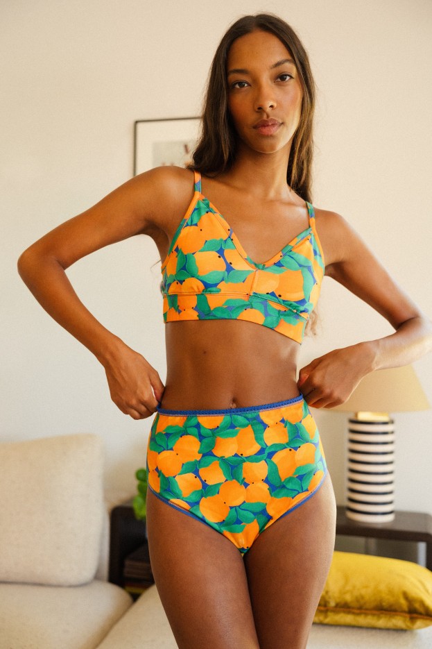 Culotte - taille haute - imprimé mandarines - coton biologique