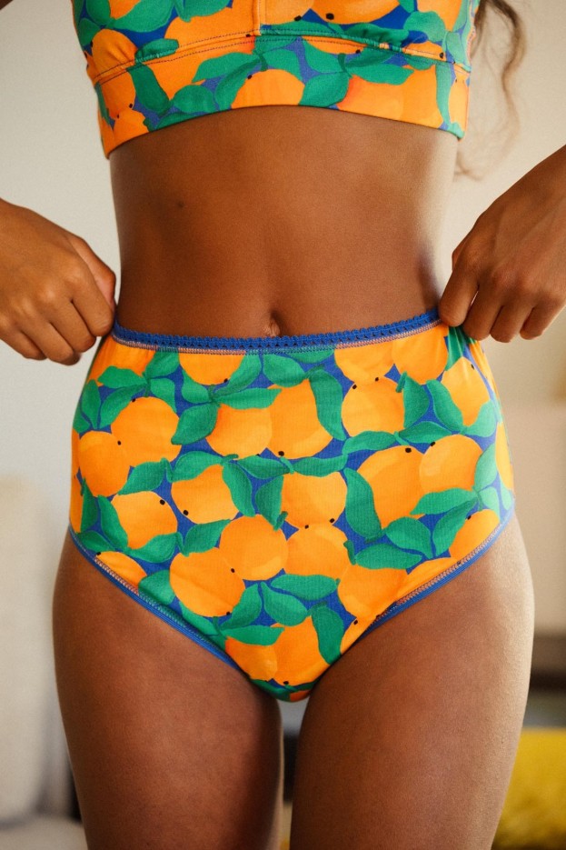 Culotte - taille haute - imprimé mandarines - coton biologique