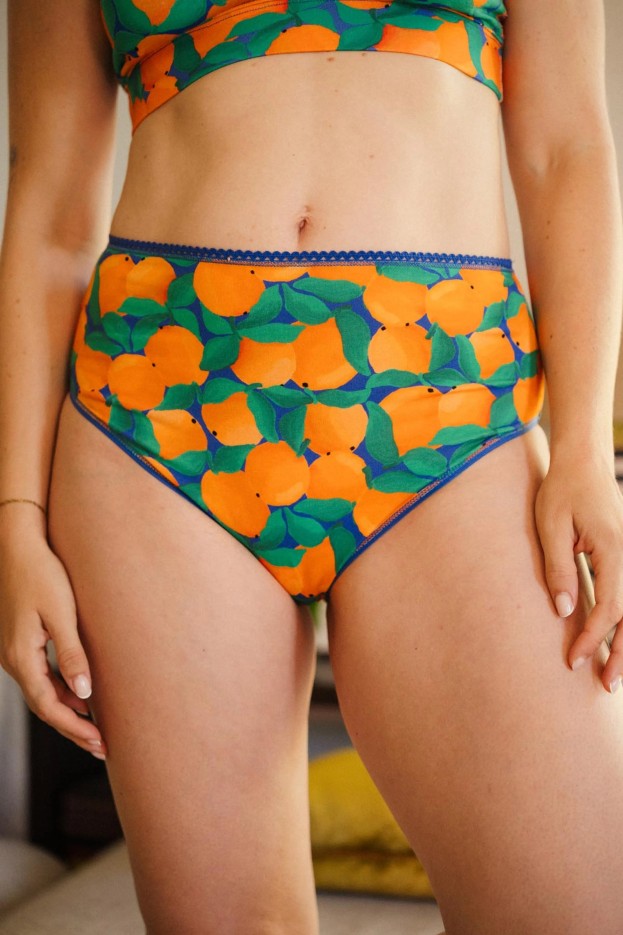 Culotte - taille haute - imprimé mandarines - coton biologique
