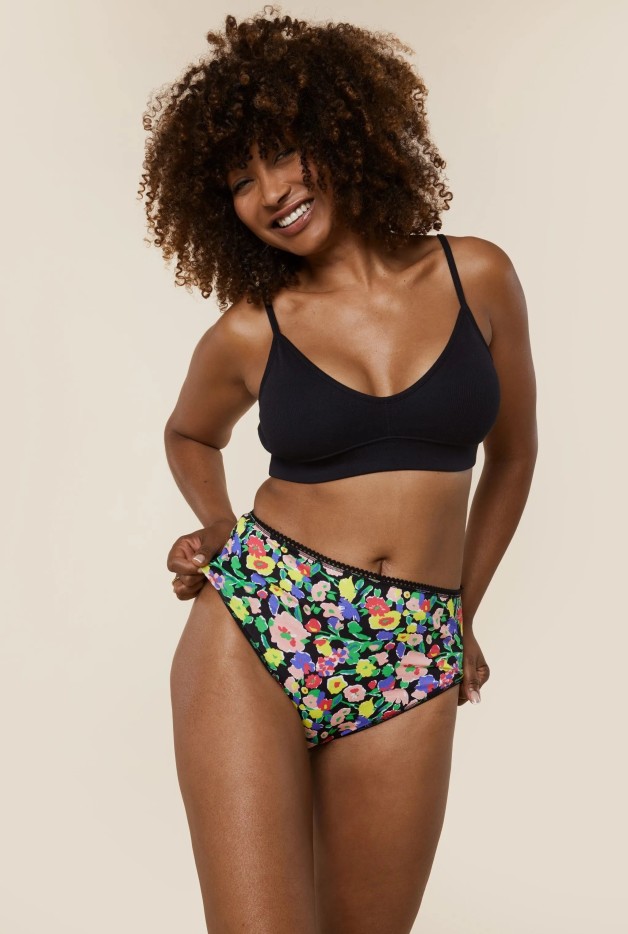 Culotte Dahlia Noir - taille haute - coton biologique