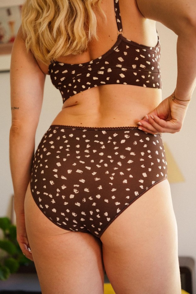 Culotte Bambi - taille haute - marron - coton biologique