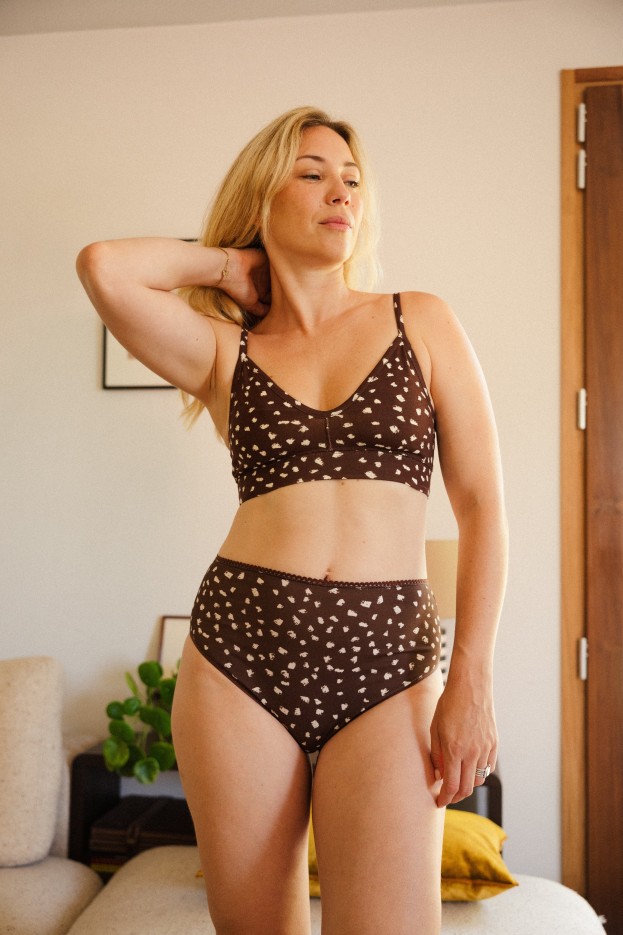 Culotte Bambi - taille haute - marron - coton biologique