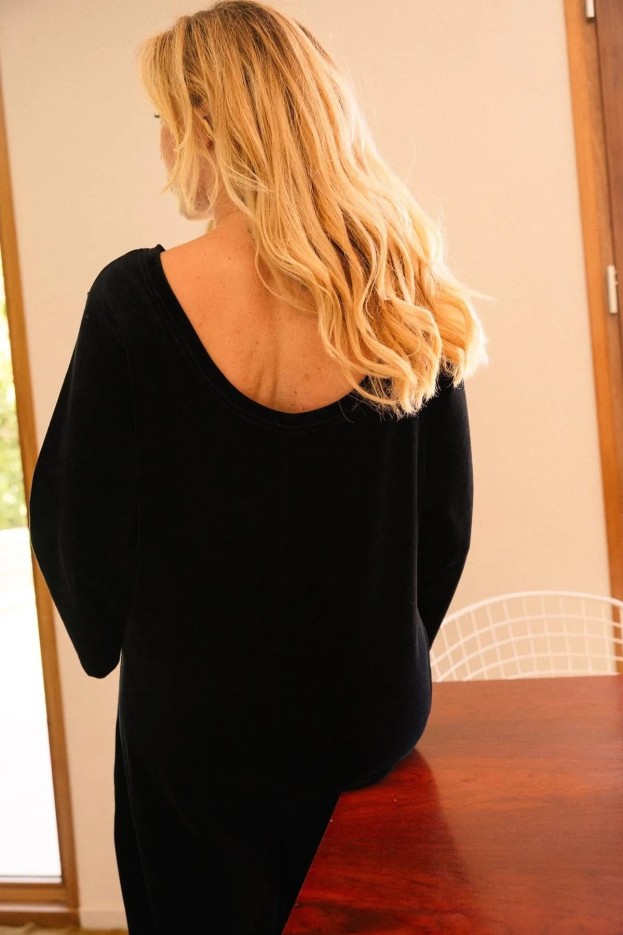 Combinaison Velours - coupe fluide - noir - coton biologique et polyester recyclé