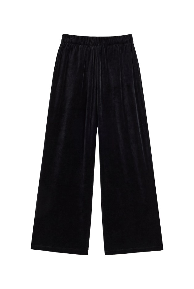 Pantalon Velours Noir - coupe fluide - coton biologique et polyester recyclé
