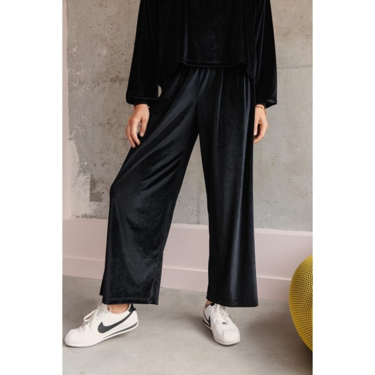 Pantalon Velours Noir - coupe fluide - coton biologique et polyester recyclé