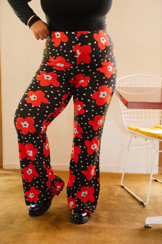 Pantalon Atlas - taille haute et évasée - noir - coton biologique