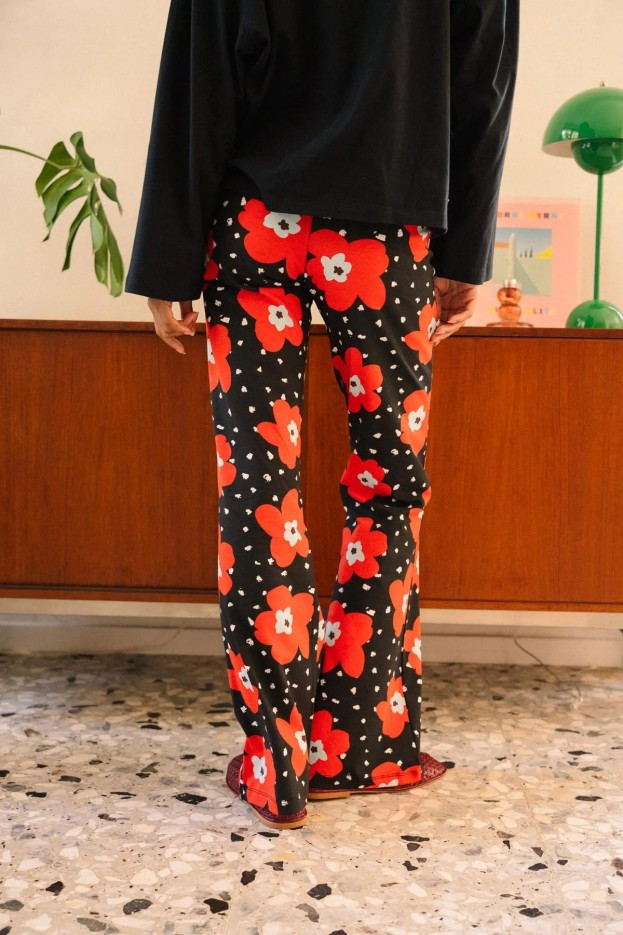 Pantalon Atlas - taille haute et évasée - noir - coton biologique