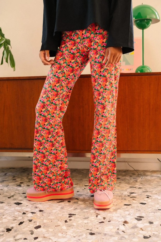 Pantalon Aquarelle - taille haute - imprimé aquarelle - coton biologique