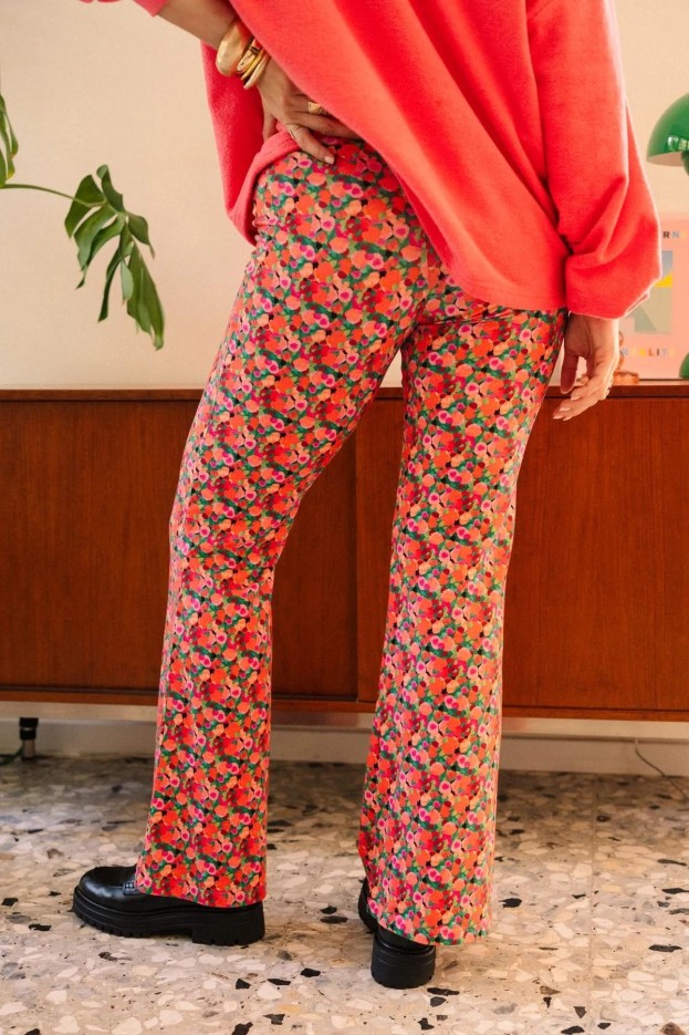 Pantalon Aquarelle - taille haute - imprimé aquarelle - coton biologique