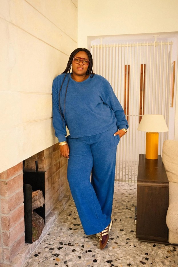 Pantalon Cocoon – coupe large – bleu Klein – coton biologique