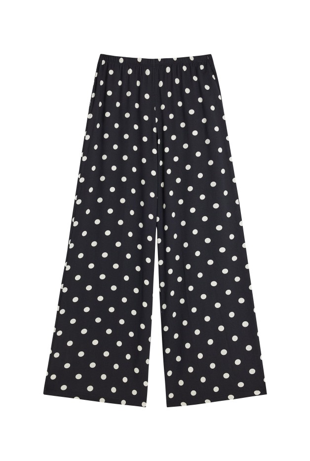Pantalon - coupe ample - noir - imprimé à pois