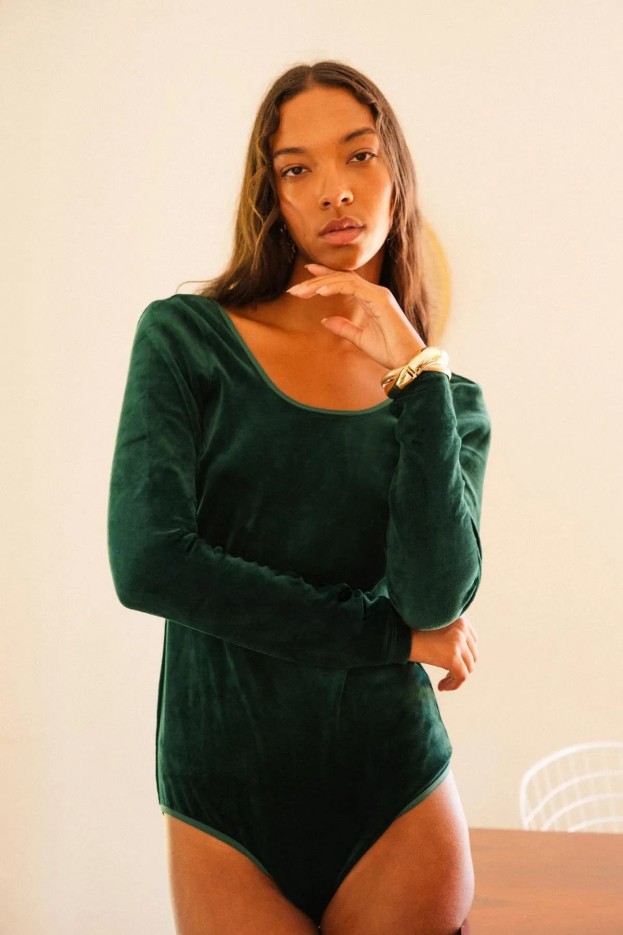 Body - décolleté plongeant dans le dos - vert foncé - coton biologique et polyester recyclé