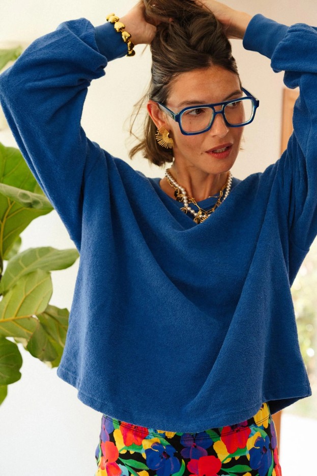 Sweat Cocoon - coupe fluide - bleu Klein - coton biologique