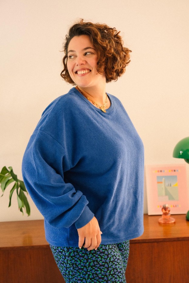 Sweat Cocoon - coupe fluide - bleu Klein - coton biologique