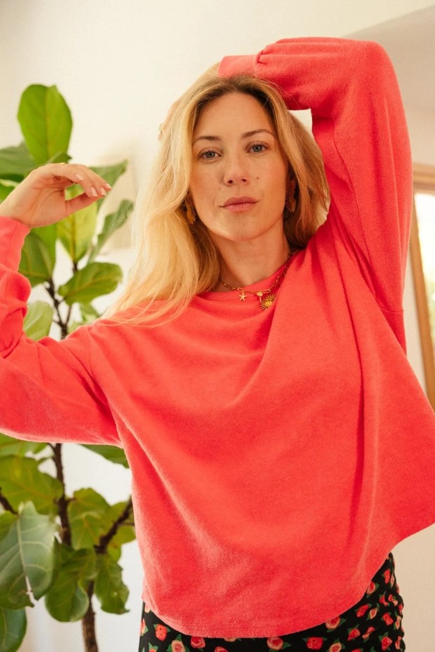 Sweat femme Cocoon - coupe fluide et légèrement ample - rose - coton biologique épais et doux