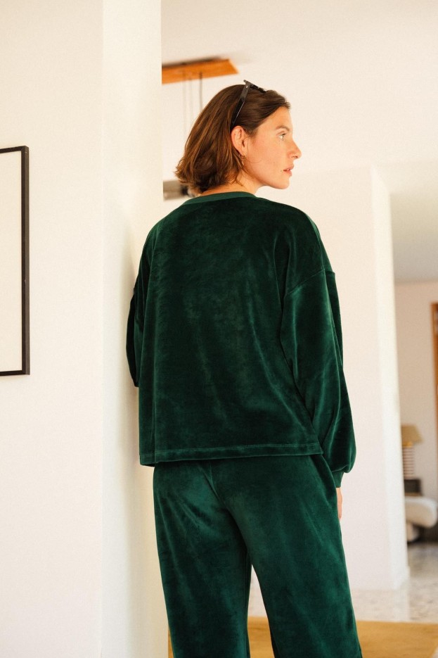 Sweat - coupe fluide - vert foncé - coton biologique et polyester recyclé