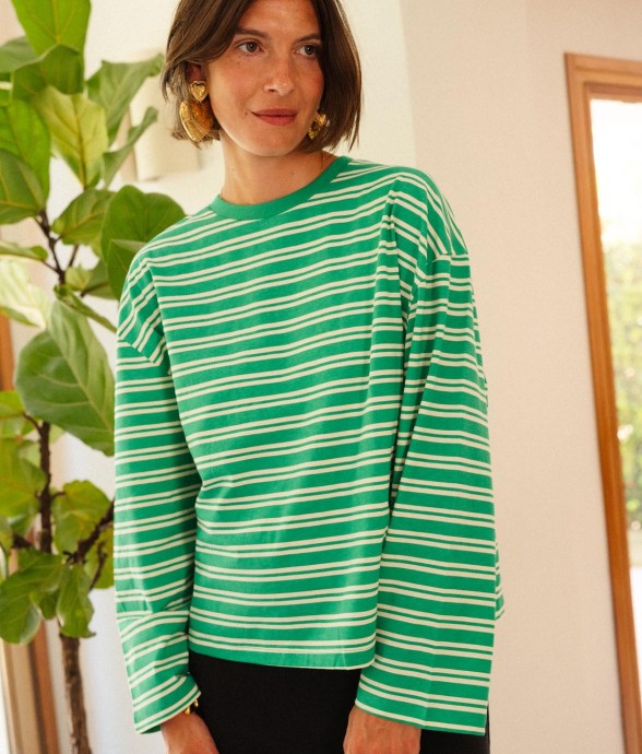 T-shirt - oversize - vert à...