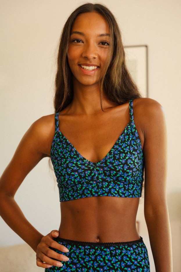 Brassière Mini Fleurs - bleu - imprimé fleuri - coton biologique