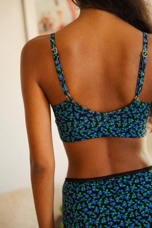 Brassière Mini Fleurs - bleu - imprimé fleuri - coton biologique