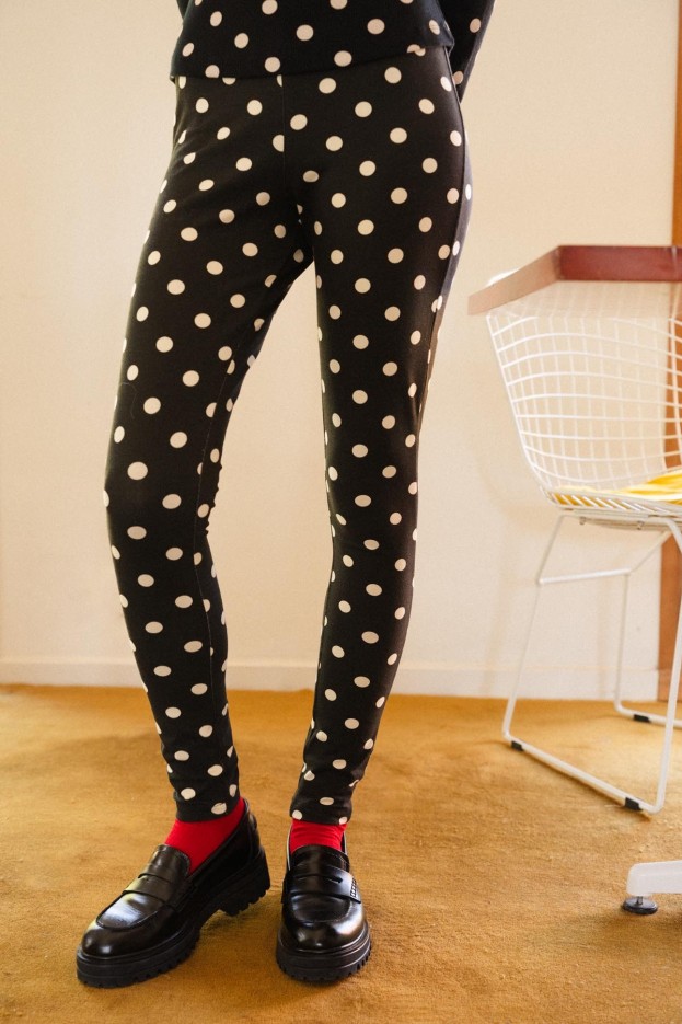 Legging Pois Noir - taille haute - noir à pois - coton biologique