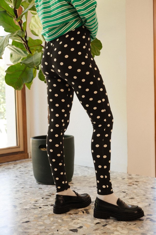 Legging Pois Noir - taille haute - noir à pois - coton biologique
