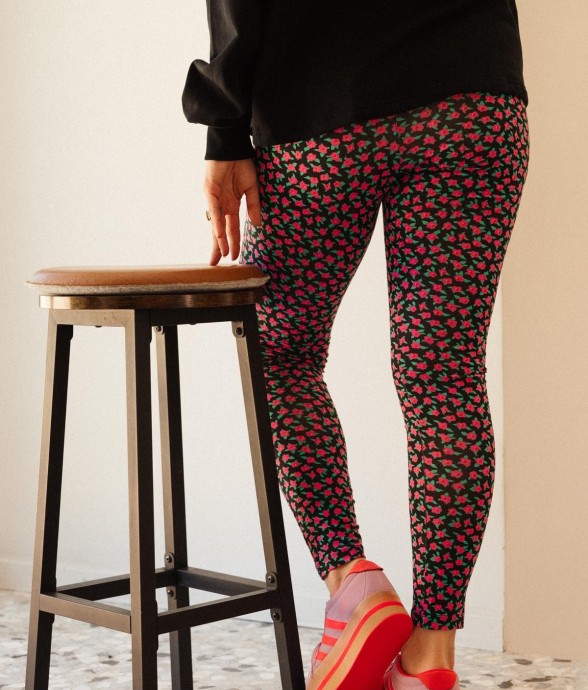 Legging Mini Fleurs Fuchsia...