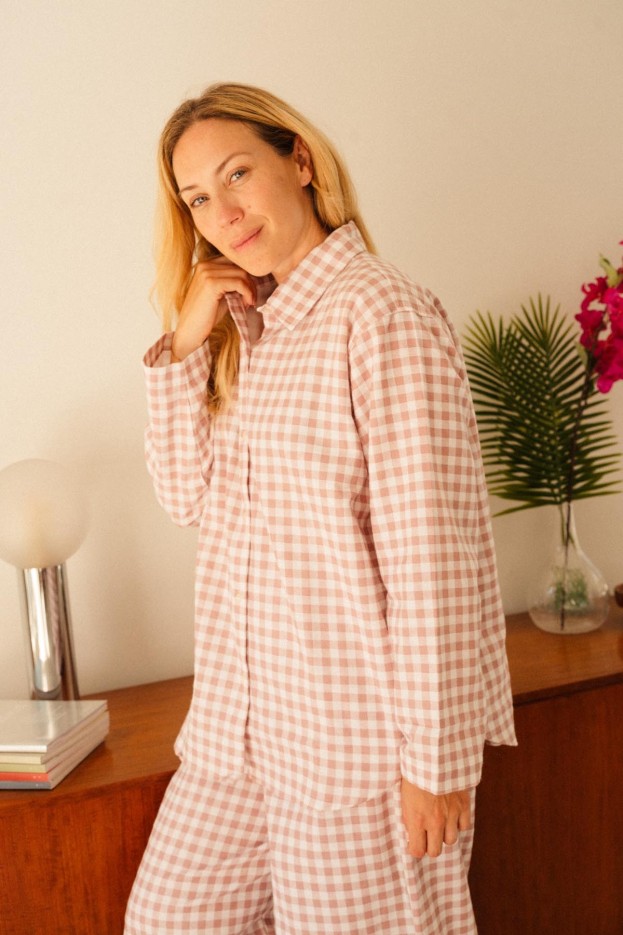 Pyjama Flanelle Vichy - long - rose - coton