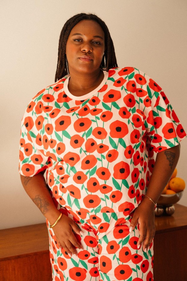 Pyjama long Coquelicot - rose - imprimé coquelicot - coton biologique