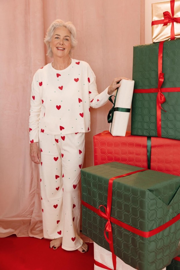 Pyjama Doudou Petit Coeur - beige - imprimé petits cœurs rouges - coton biologique