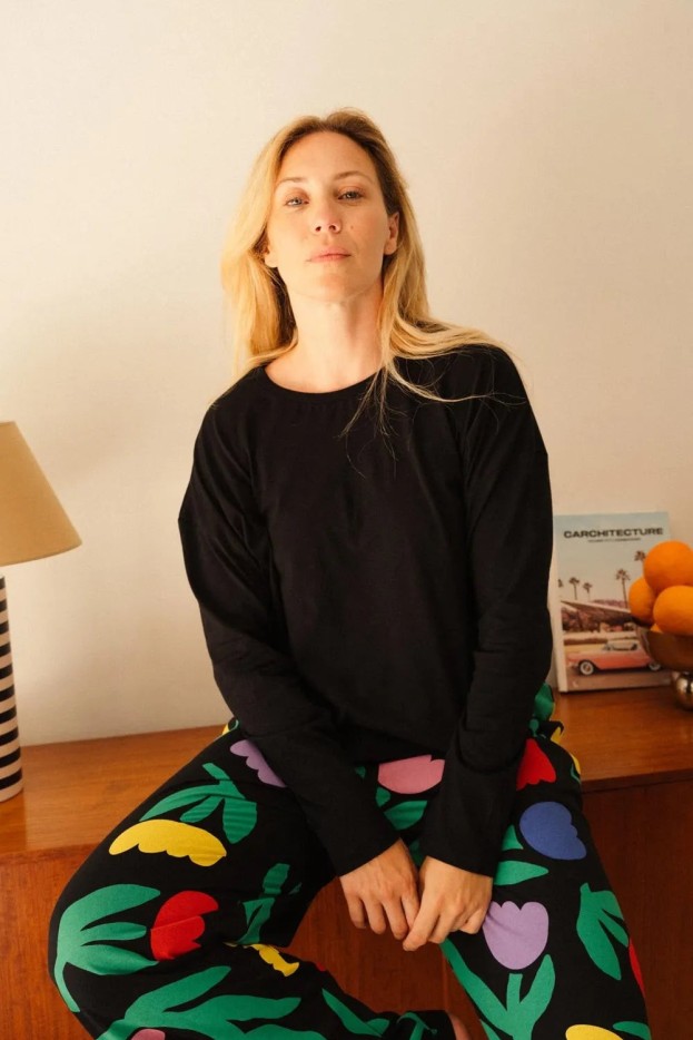 Pyjama long Tulipia - oversize - noir - coton biologique