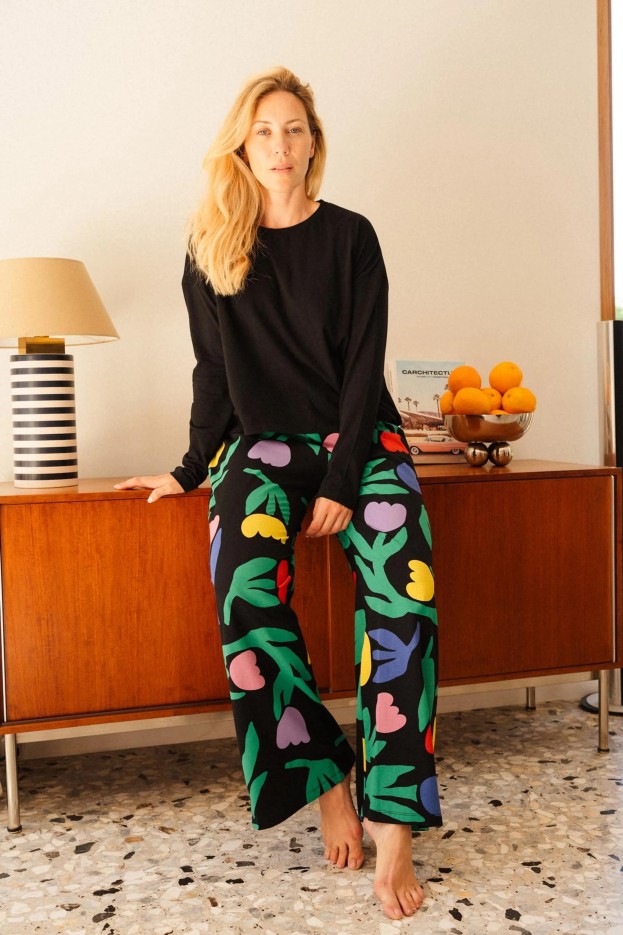 Pyjama long Tulipia - oversize - noir - coton biologique