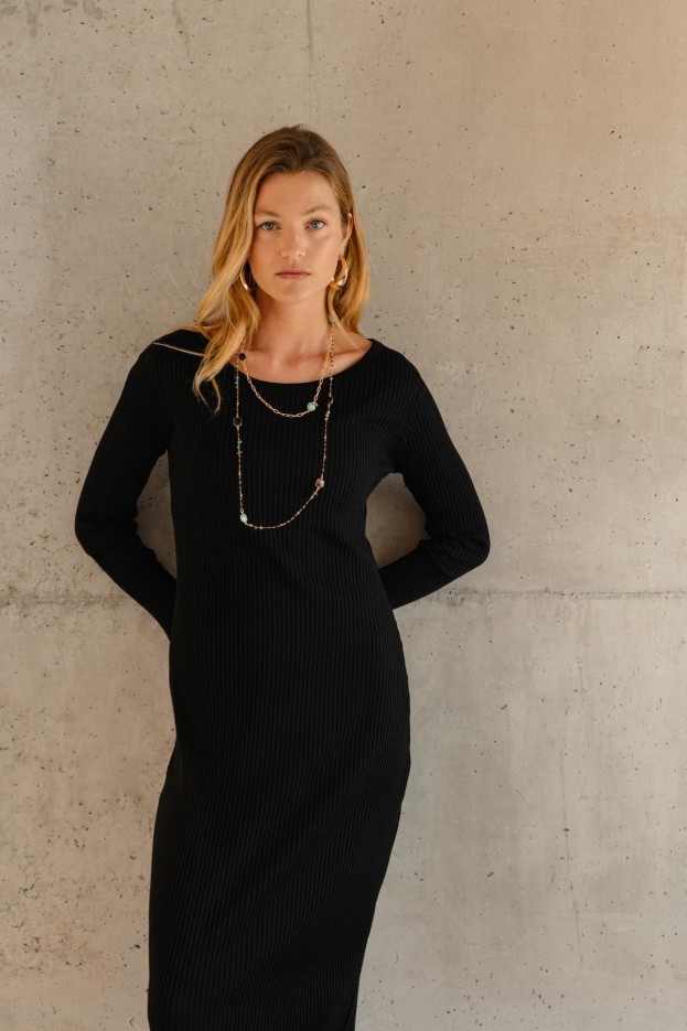Robe Tube - moulante - noire - coton biologique